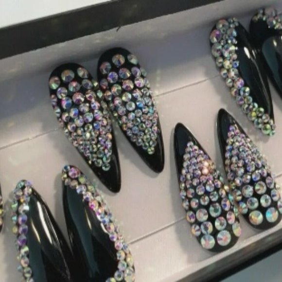 Handmade Hard Gel Long Stiletto Press On Nails - Picture 3 of 6